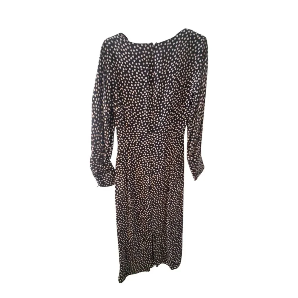 COS nwt dress womens 4 cowl neck midi black dot cupro